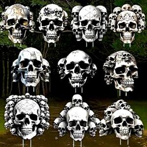 🎃*NWT* Halloween Decorations Outdoor,10pcs Skeleton Skull Pile Yard‎ Signs